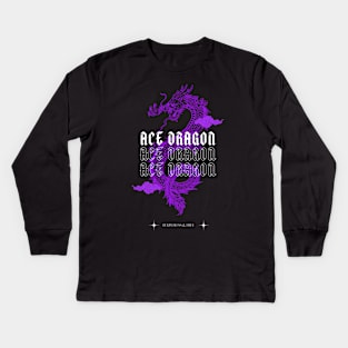 Japanese Aesthetic Ace Pride Purple Dragon Kids Long Sleeve T-Shirt